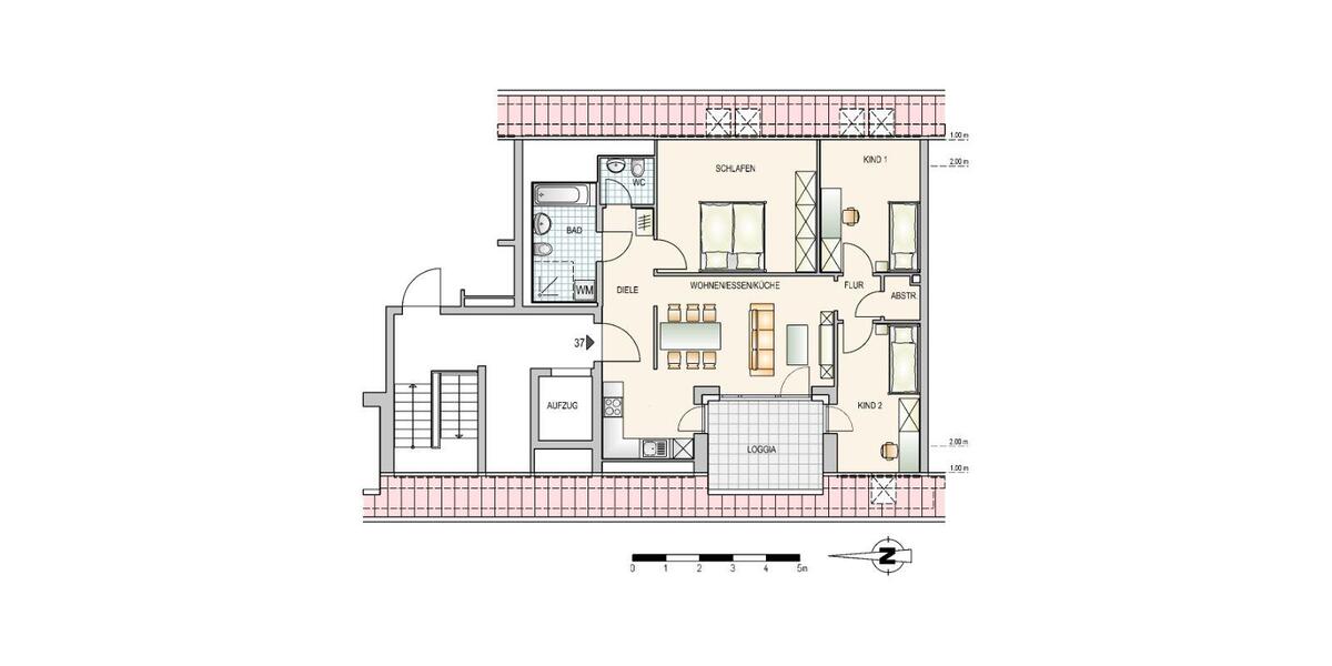 Etagenwohnung Ulm Söflingen - 4 Zimmer, 88 m&sup2;, 1.227&euro; | Angebot:26296403