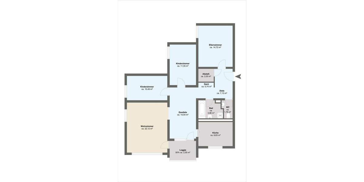 Etagenwohnung Blaustein Herrlingen - 4 Zimmer, 100 m&sup2;, 349.500&euro; | Angebot:25756980