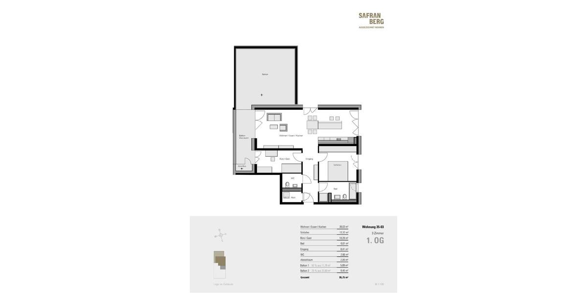 Etagenwohnung Ulm Obertalfingen - 3 Zimmer, 96 m&sup2;, 1.480&euro; | Angebot:26234669