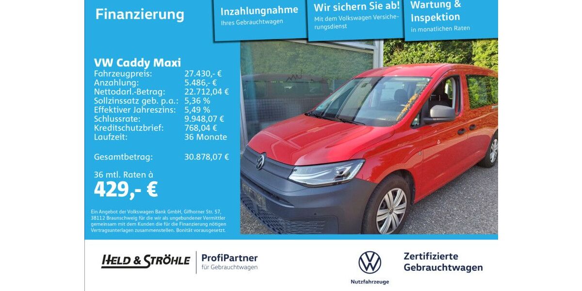 VW Caddy Maxi 53.683 km 27.430 &euro; Ulm 89079