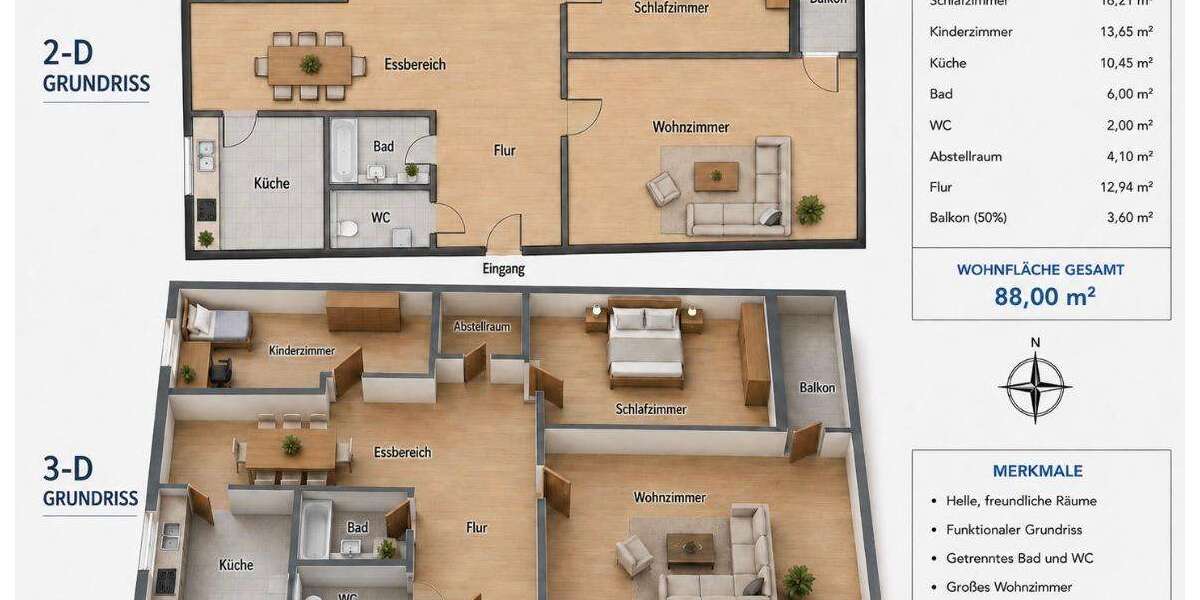 Etagenwohnung Geislingen an der Steige - 3.5 Zimmer, 88 m&sup2;, 950&euro; | Angebot:26828658
