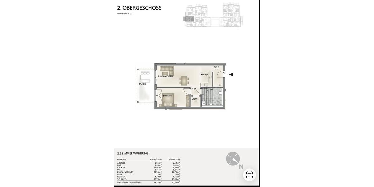 Etagenwohnung Laupheim - 2.5 Zimmer, 71 m&sup2;, 330.000&euro; | Angebot:26579642