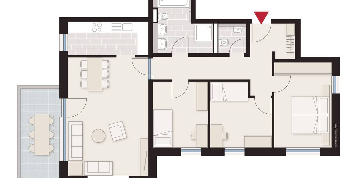 Etagenwohnung Blaustein Ehrenstein - 4 Zimmer, 98 m&sup2;, 1.280&euro; | Angebot:26744861