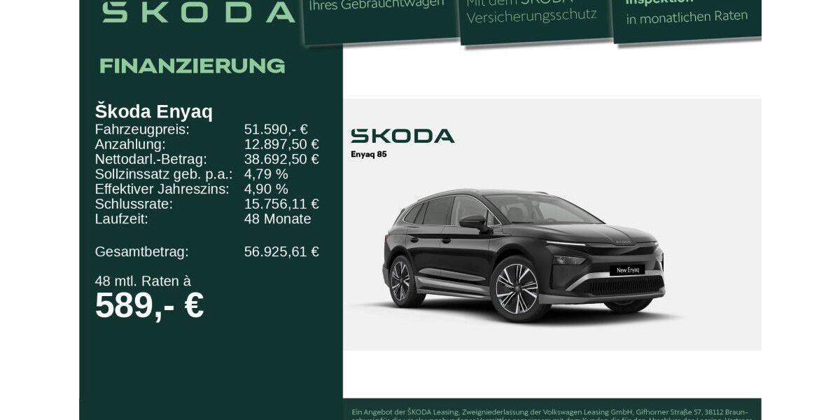 Skoda Enyaq 8.887 km 49.620 &euro; Neu-Ulm 89231