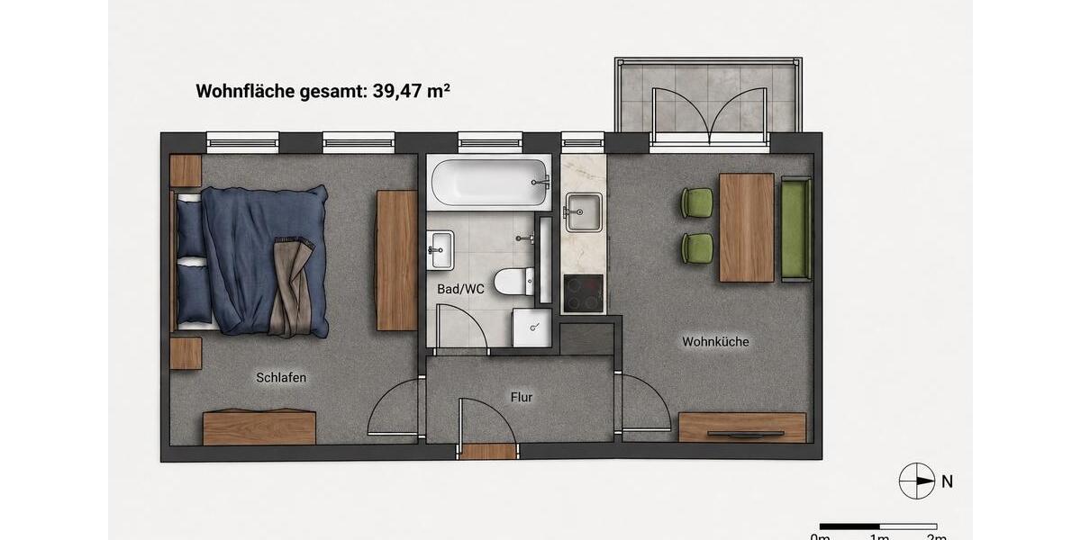 Etagenwohnung Senden - 2 Zimmer, 40 m&sup2;, 119.500&euro; | Angebot:26927309