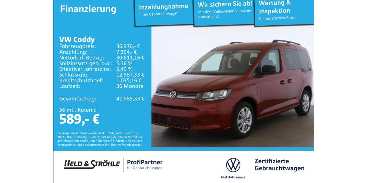 VW Caddy 16.043 km 36.970 &euro; Ulm 89079