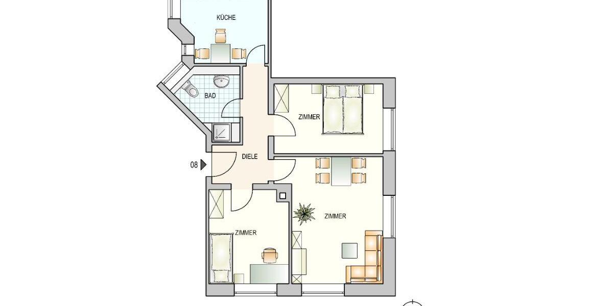 Erdgeschoßwohnung Ulm Söflingen - 3 Zimmer, 67 m&sup2;, 579&euro; | Angebot:26276839