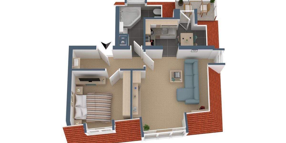 Etagenwohnung Senden - 2 Zimmer, 53 m&sup2;, 650&euro; | Angebot:24991899