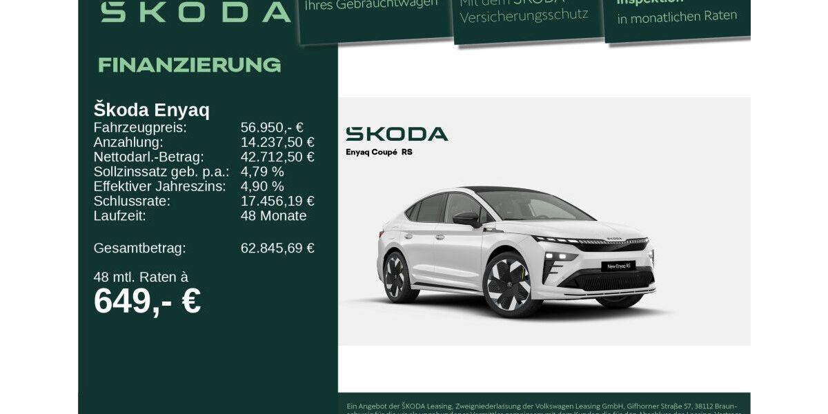 Skoda Enyaq 2.001 km 56.950 &euro; Neu-Ulm 89231