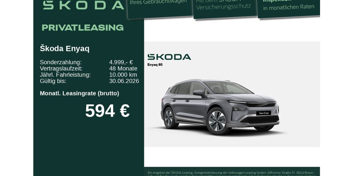 Skoda Enyaq 3.001 km 52.450 &euro; Neu-Ulm 89231