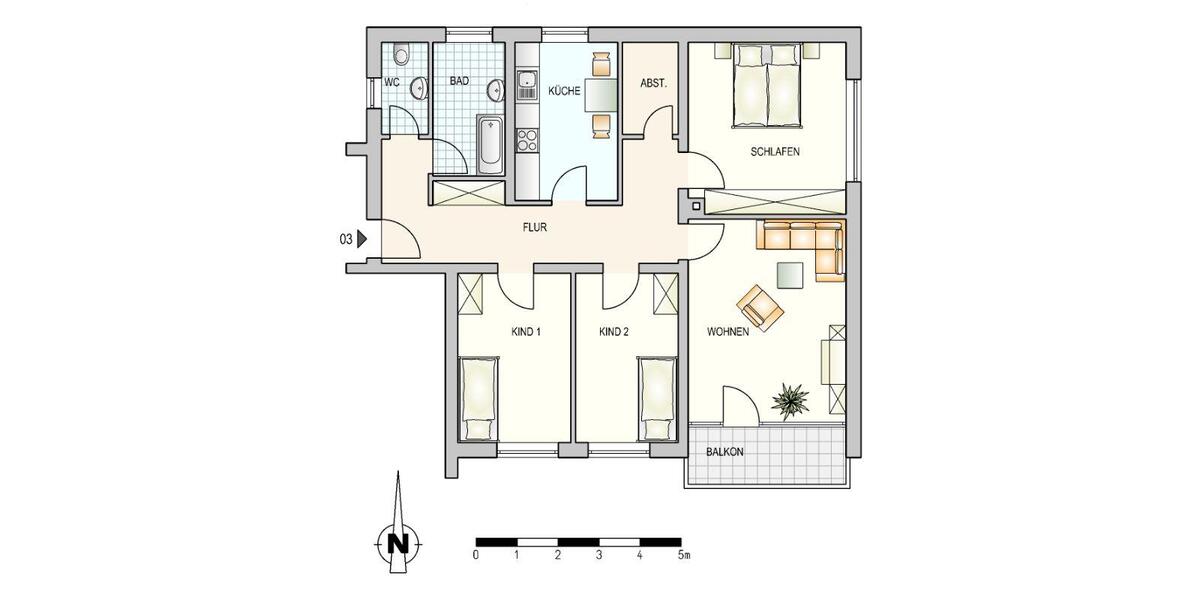 Erdgeschoßwohnung Ulm Donautal - 4 Zimmer, 95 m&sup2;, 919&euro; | Angebot:26549730