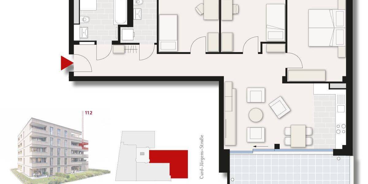 Etagenwohnung Neu-Ulm Stadtmitte - 4 Zimmer, 95 m&sup2;, 565.000&euro; | Angebot:23985860