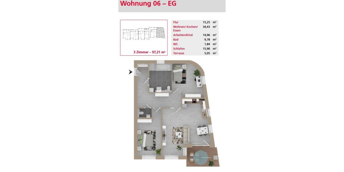 Etagenwohnung Günzburg - 3 Zimmer, 97 m&sup2;, 1.120&euro; | Angebot:20443073