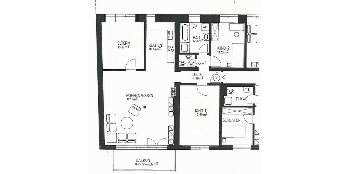 frisch renovierte 4-Zimmer-Wohnung mit Balkon zimmer