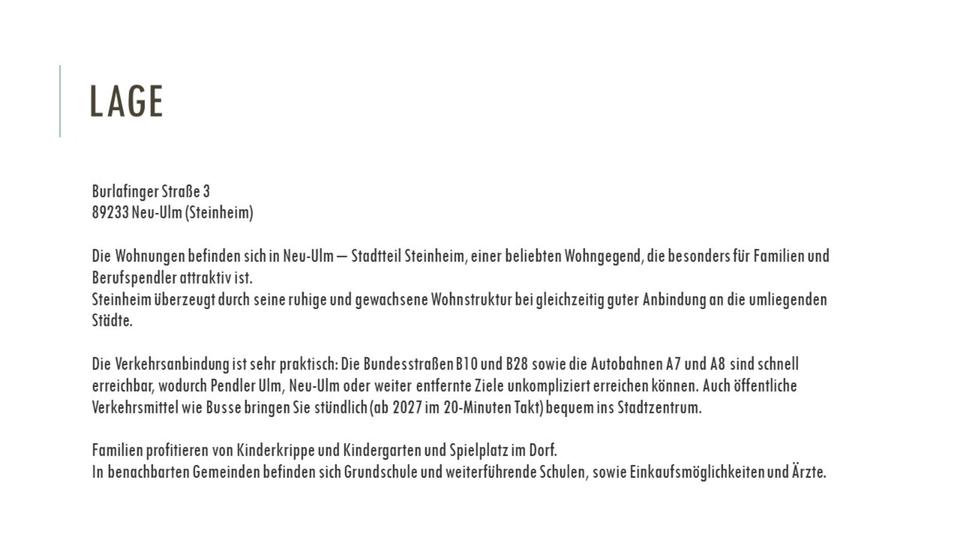 Erdgeschoßwohnung Neu-Ulm Burlafingen - 3 Zimmer, 76 m&sup2;, 983&euro; | Angebot:25103248