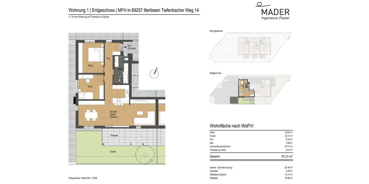 Erstbezug - Hochwertige 3-Zimmer-EG-Wohnung im Neubau (01) 3 zimmer