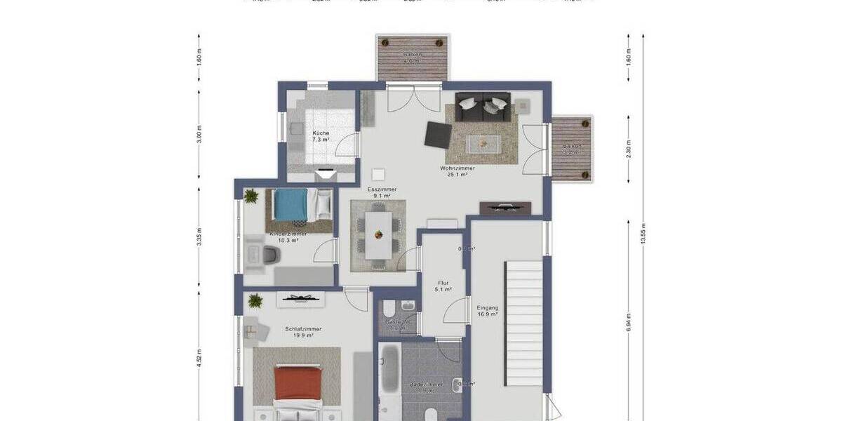 Modern. Hochwertig. Erstbezug nach Sanierung -Stilvolle 3-Zimmer-Wohnung mit 2 Balkonen in Dornstadt 3 zimmer