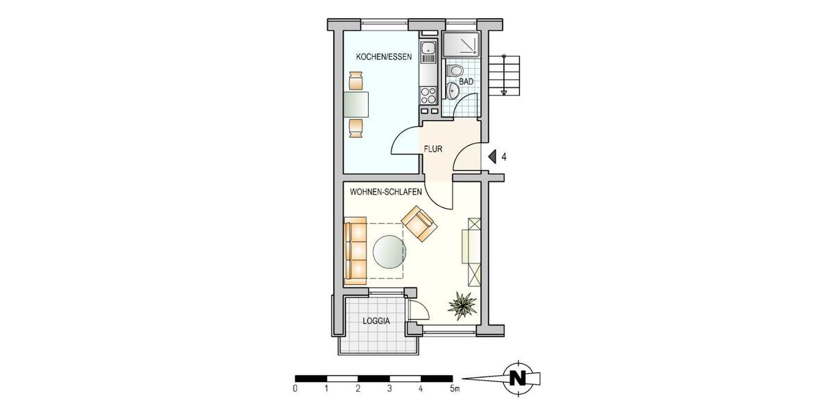 Etagenwohnung Ulm Obertalfingen - 1 Zimmer, 36 m&sup2;, 378&euro; | Angebot:26249341