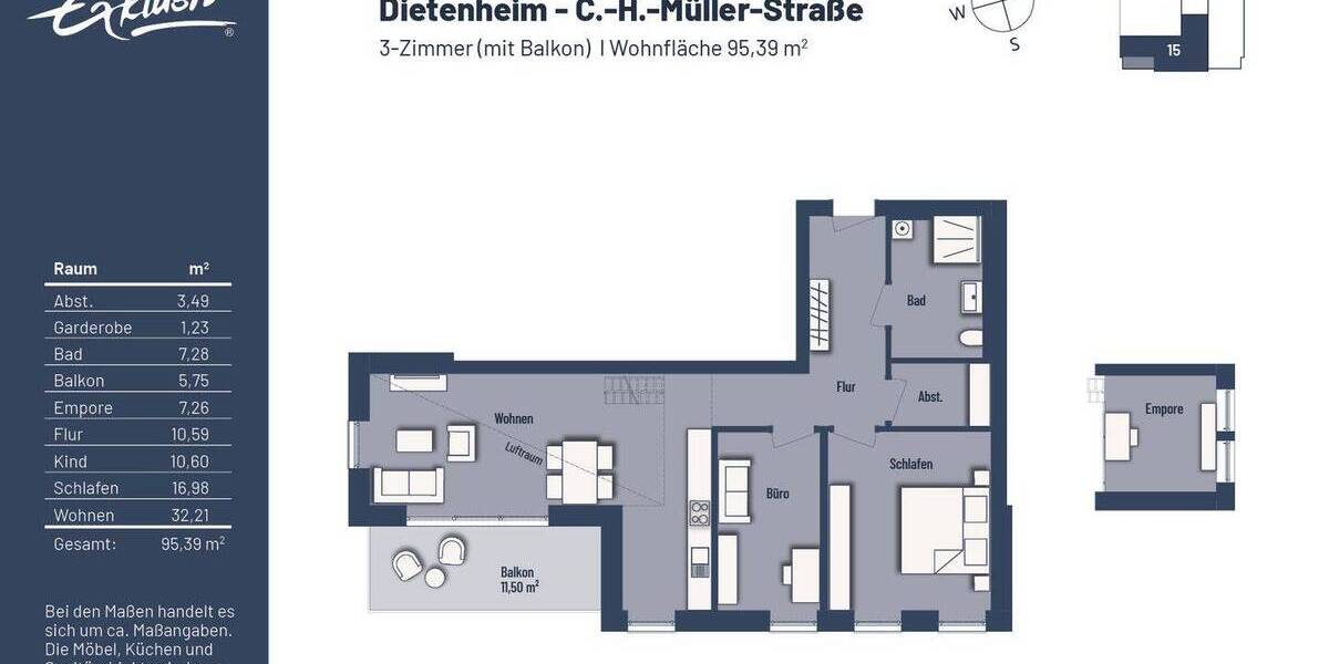Etagenwohnung Dietenheim - 3 Zimmer, 95 m&sup2;, 441.500&euro; | Angebot:25745249
