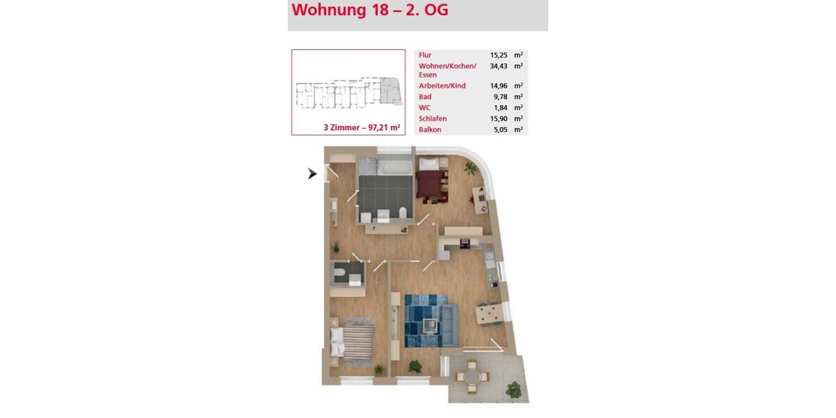 Etagenwohnung Günzburg - 3 Zimmer, 97 m&sup2;, 1.120&euro; | Angebot:20443073