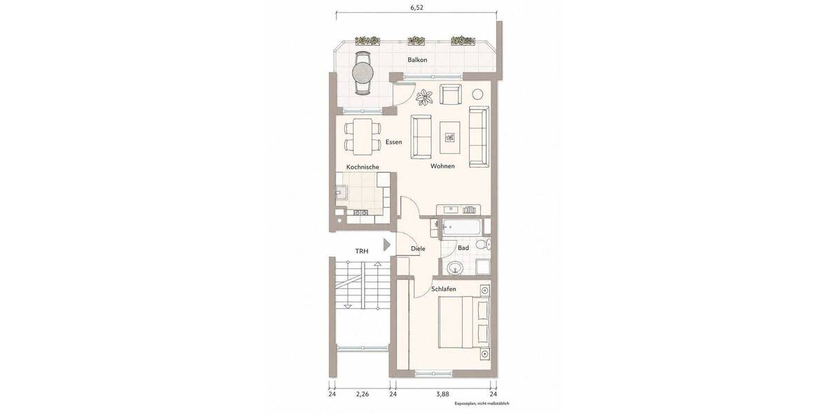 Etagenwohnung Senden - 2 Zimmer, 56 m&sup2;, 800&euro; | Angebot:26889142