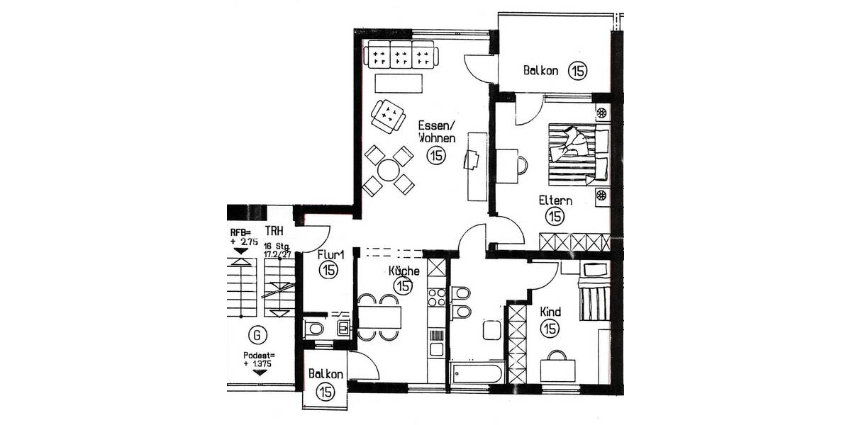 Etagenwohnung Wiblingen Wiblingen - 3 Zimmer, 91 m&sup2;, 299.000&euro; | Angebot:25739017