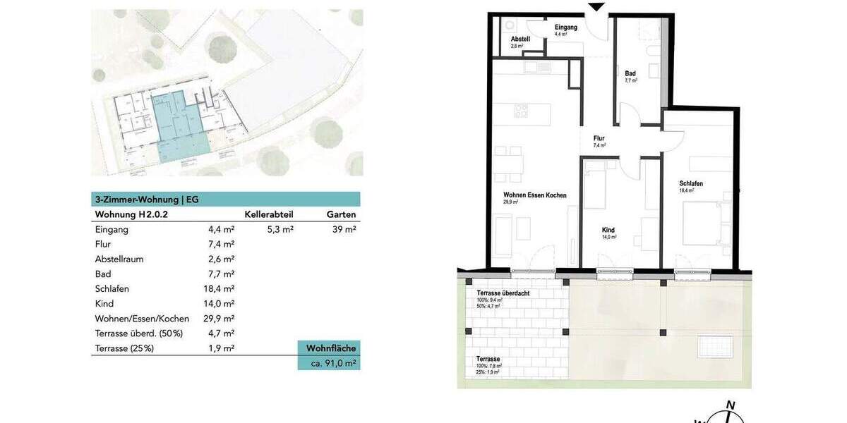 Etagenwohnung Neu-Ulm Ludwigsfeld - 3 Zimmer, 91 m&sup2;, 527.800&euro; | Angebot:25836190