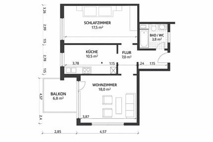 Wohnung Ulm Söflingen - 2 Zimmer, 57 m&sup2;, 700&euro; | Angebot:25658021