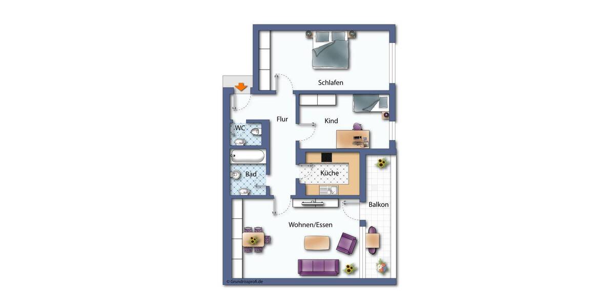 Etagenwohnung Neu-Ulm Stadtmitte - 3 Zimmer, 72 m&sup2;, 230.000&euro; | Angebot:26683398