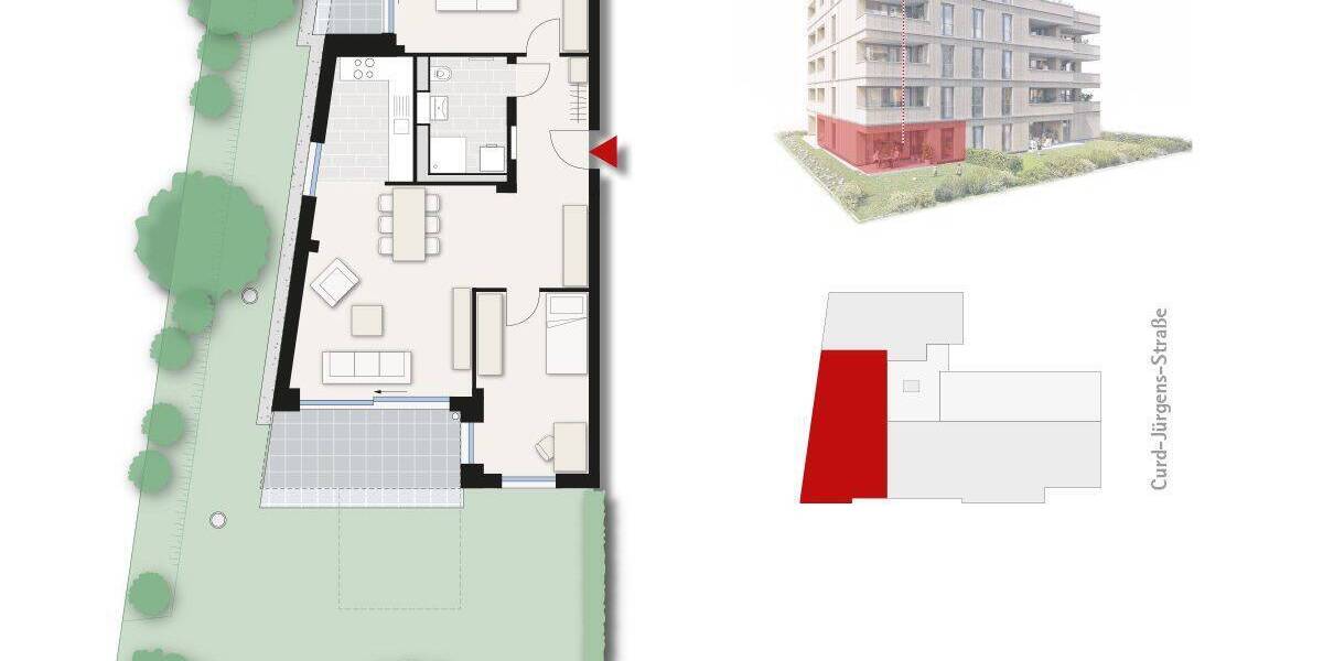 Etagenwohnung Neu-Ulm Stadtmitte - 3 Zimmer, 82 m&sup2;, 479.000&euro; | Angebot:23985857