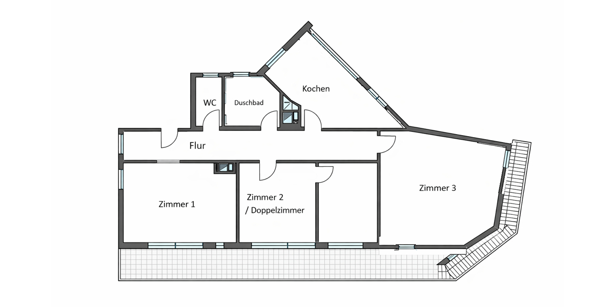 Studenten-Wohngemeinschaft 1-Zimmer in der Frauenstraße Ulm-Mitte - Frauenstraße Parkseite- - Dachgeschoßwohnung Ulm Oststadt | Angebot:25978533