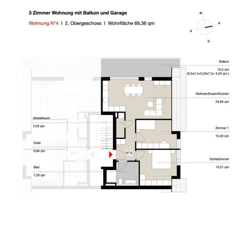 NEUBAU 3-Zimmer-Wohnung mit Balkon und Aufzug