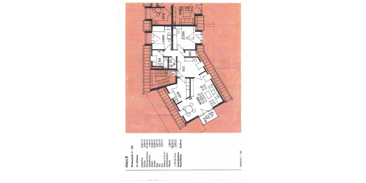 Dachgeschoßwohnung Senden - 3.5 Zimmer, 84 m&sup2;, 300.000&euro; | Angebot:25866801
