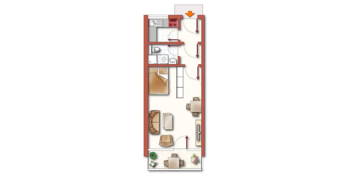 Etagenwohnung Neu-Ulm / Ludwigsfeld Ludwigsfeld - 1 Zimmer, 34 m&sup2;, 150.000&euro; | Angebot:25769753