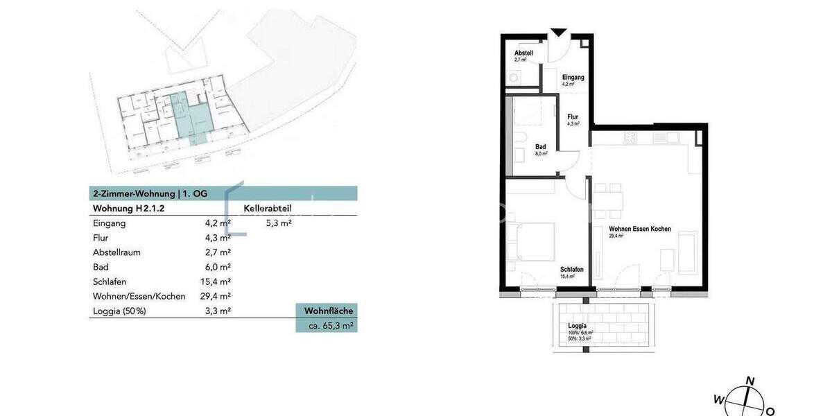 Etagenwohnung Neu-Ulm Ludwigsfeld - 2 Zimmer, 65 m&sup2;, 391.800&euro; | Angebot:25165242