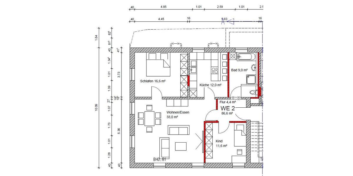 Etagenwohnung Ichenhausen - 3 Zimmer, 89 m&sup2;, 1.100&euro; | Angebot:26476765