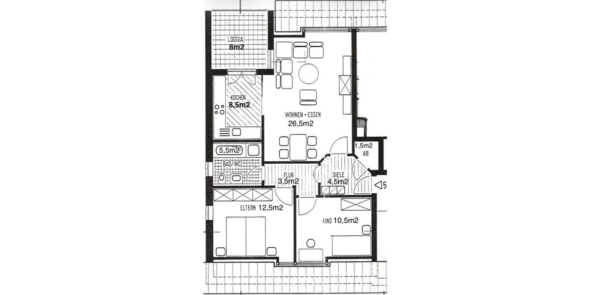 Dachgeschoßwohnung Neu-Ulm Burlafingen - 3 Zimmer, 77 m&sup2;, 345.000&euro; | Angebot:27133118