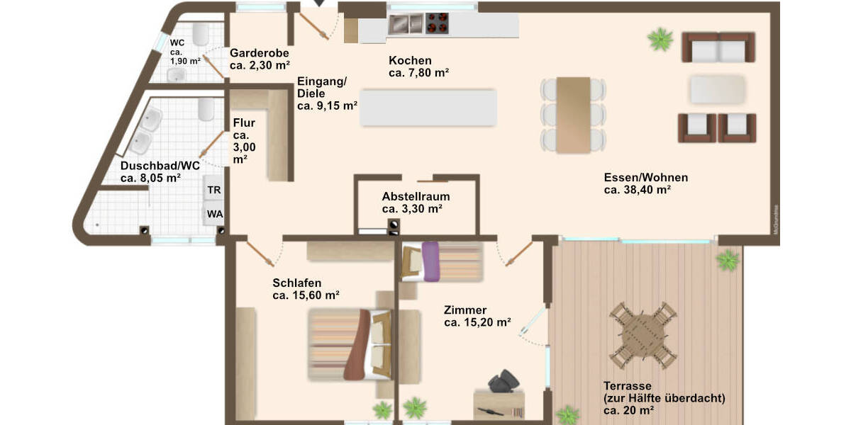 Etagenwohnung Neu-Ulm Ludwigsfeld - 3 Zimmer, 115 m&sup2;, 1.575&euro; | Angebot:26142407