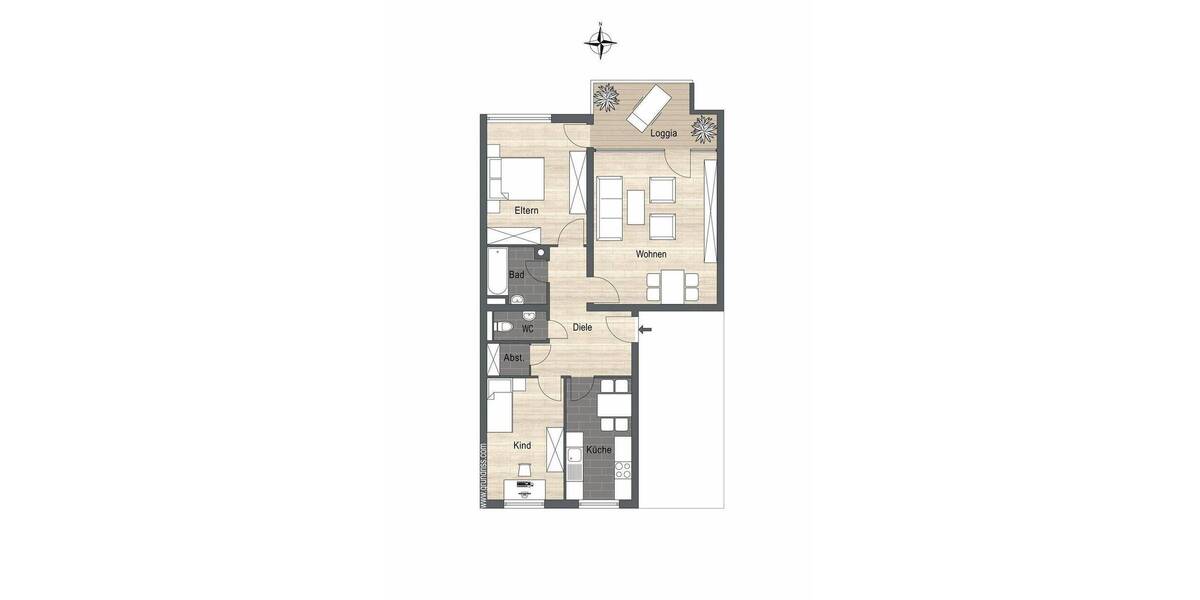 Etagenwohnung Elchingen Thalfingen - 3 Zimmer, 82 m&sup2;, 268.000&euro; | Angebot:26377587