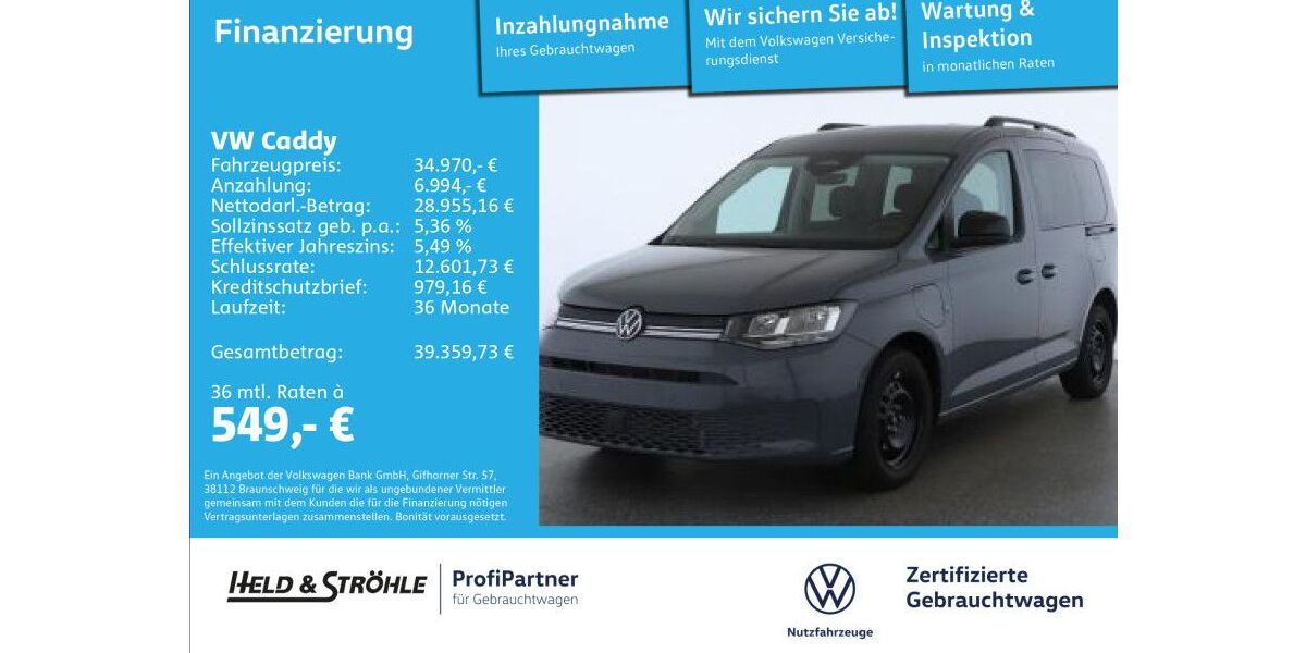 VW Caddy 6.993 km 34.970 &euro; Ulm 89079