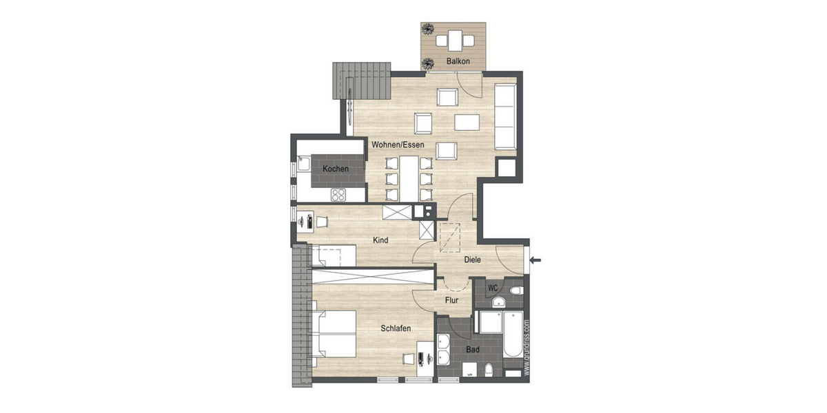 Etagenwohnung Laupheim - 3.5 Zimmer, 69 m&sup2;, 265.000&euro; | Angebot:26081885
