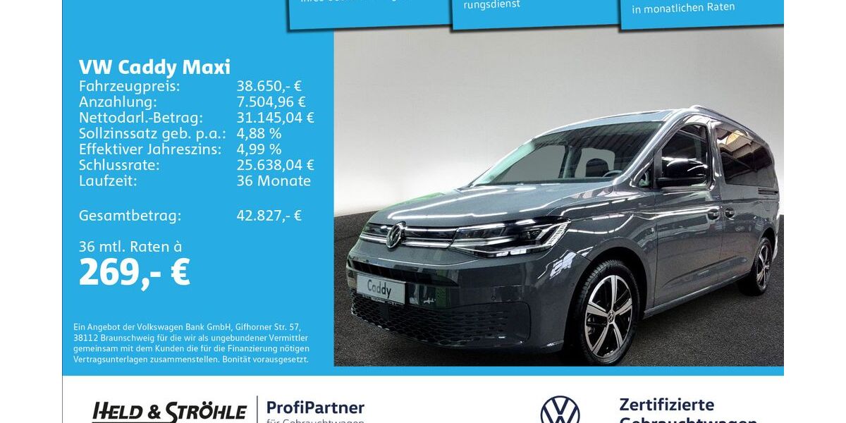 VW Caddy Maxi 9.001 km 37.450 &euro; Ulm 89079