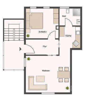 Etagenwohnung Vöhringen - 3 Zimmer, 53 m&sup2;, 215.000&euro; | Angebot:26163918