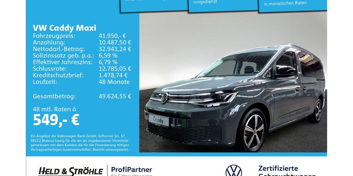 VW Caddy Maxi 2.001 km 41.950 &euro; Ulm 89079