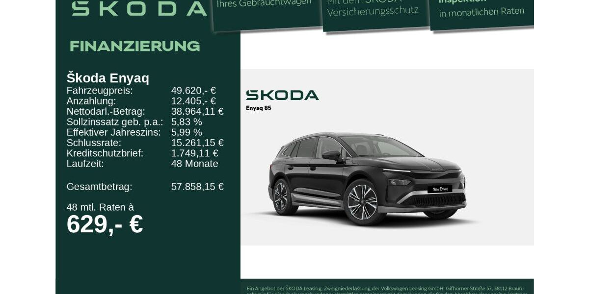 Skoda Enyaq 9.800 km 48.779 &euro; Neu-Ulm 89231