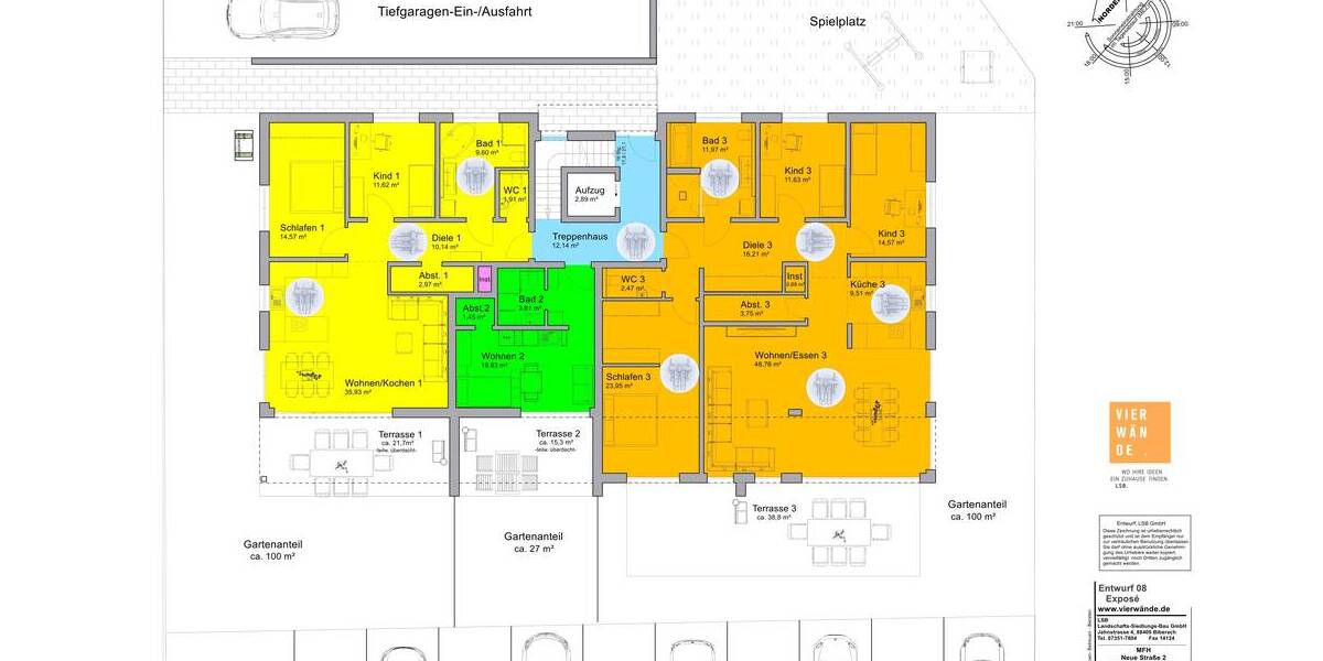 Terrassenwohnung Schemmerhofen - 3 Zimmer, 96 m&sup2;, 481.600&euro; | Angebot:25664912