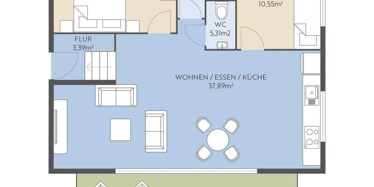 Etagenwohnung Erbach - 3 Zimmer, 80 m&sup2;, 420.000&euro; | Angebot:25154166