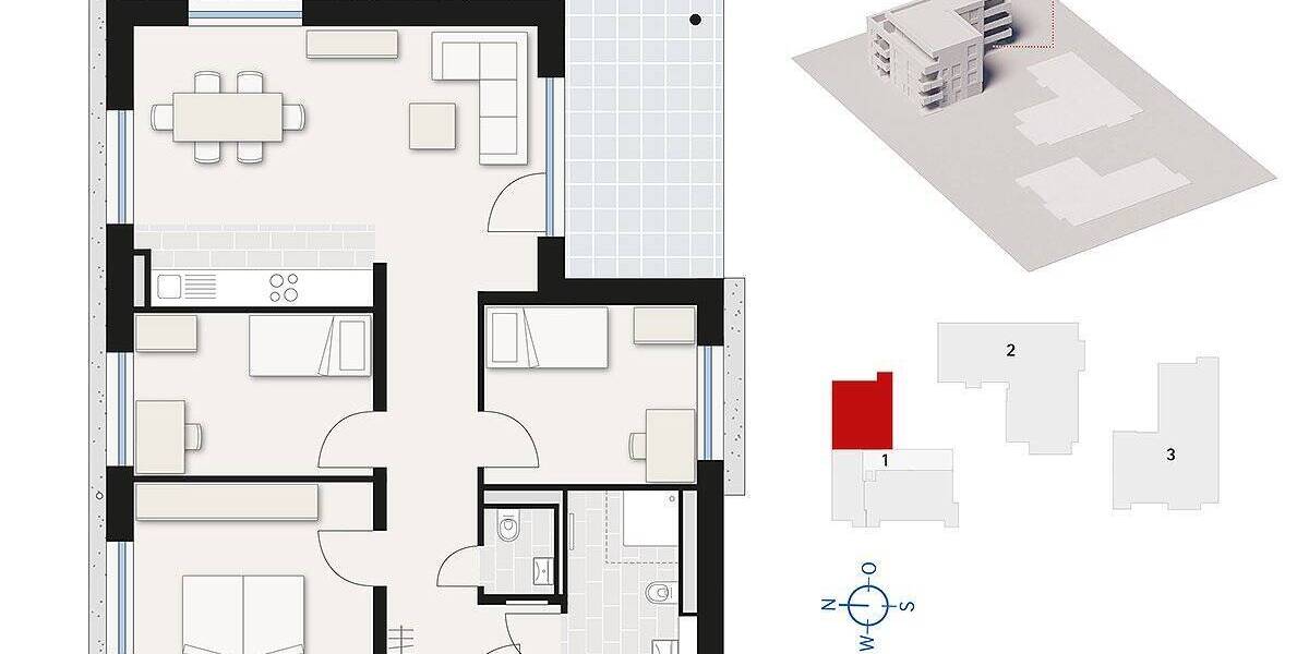 Etagenwohnung Dornstadt - 4 Zimmer, 94 m&sup2;, 505.000&euro; | Angebot:25747892