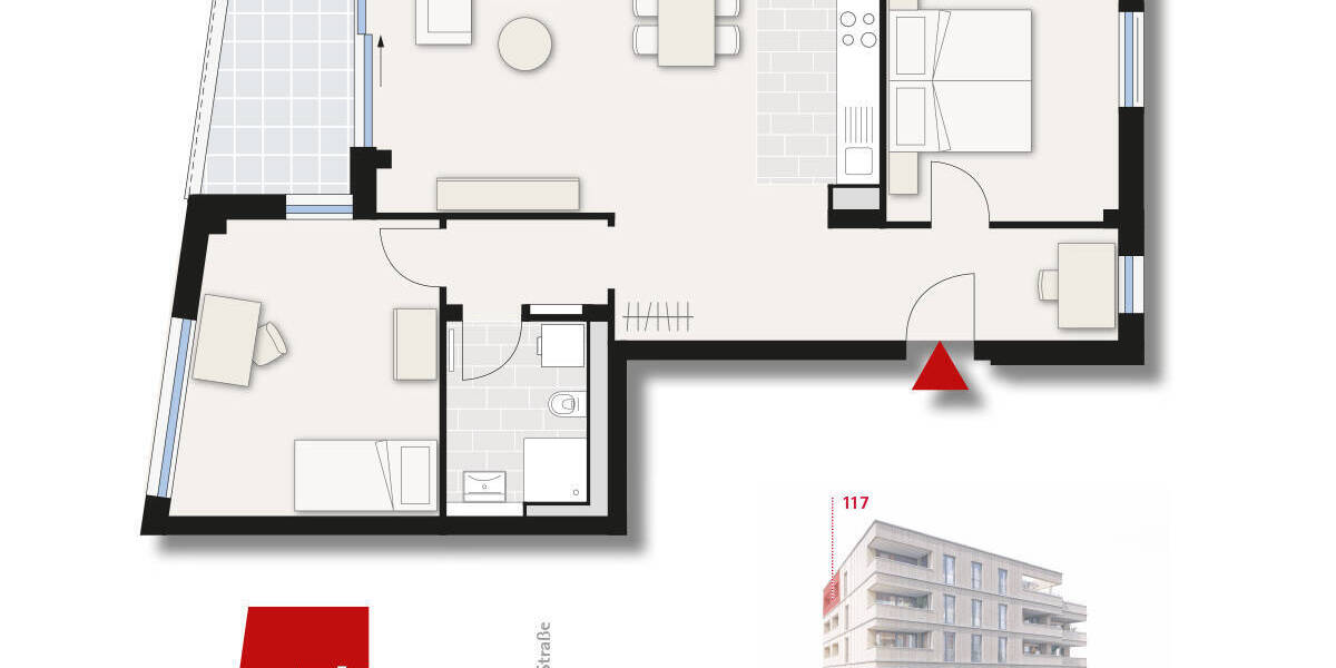 Etagenwohnung Neu-Ulm Stadtmitte - 3 Zimmer, 81 m&sup2;, 499.000&euro; | Angebot:23985840