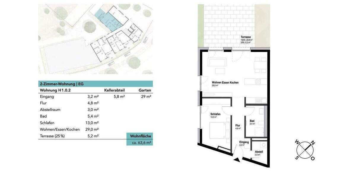 Etagenwohnung Neu-Ulm Ludwigsfeld - 2 Zimmer, 63 m&sup2;, 378.420&euro; | Angebot:25734302